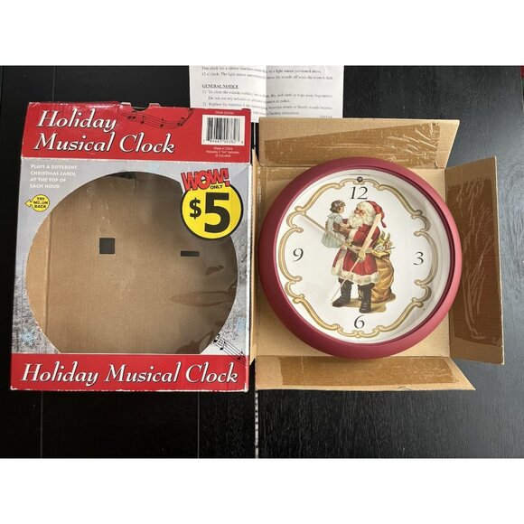 Mark Feldstein Christmas Carols Musical Clock Plays Different at Hour New in Box - Picture 2 of 8